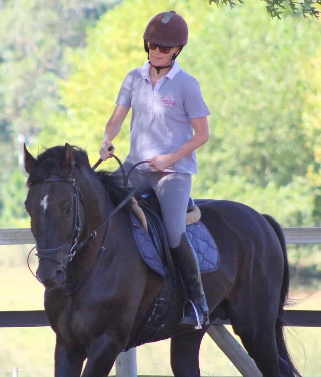 Young Blue under saddle