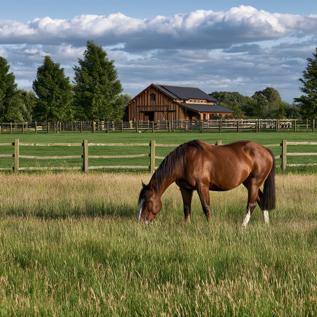 Horses in a livery yard paddock