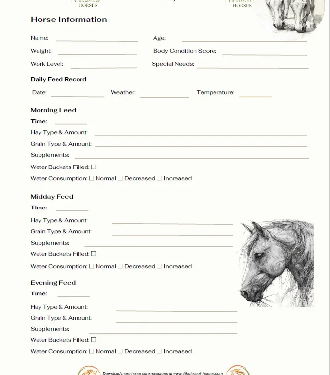 Horse feed diary P1