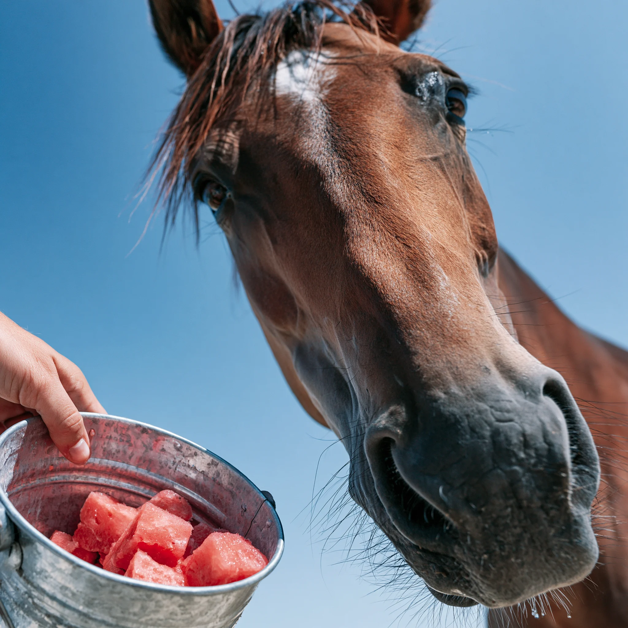 Horse enjoying a healthy treat
