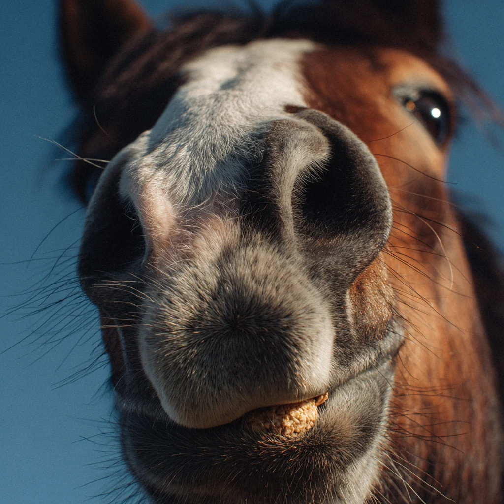 Horse eating a treat