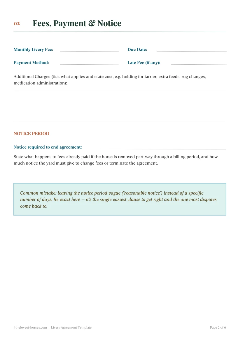 Livery Agreement Template — page 3 preview