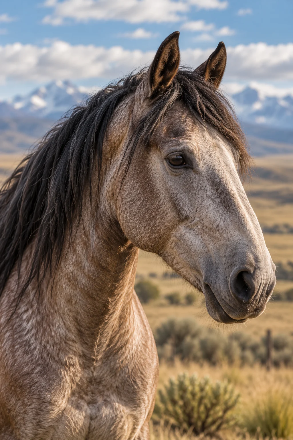 Close-up portrait of a Criollo horse