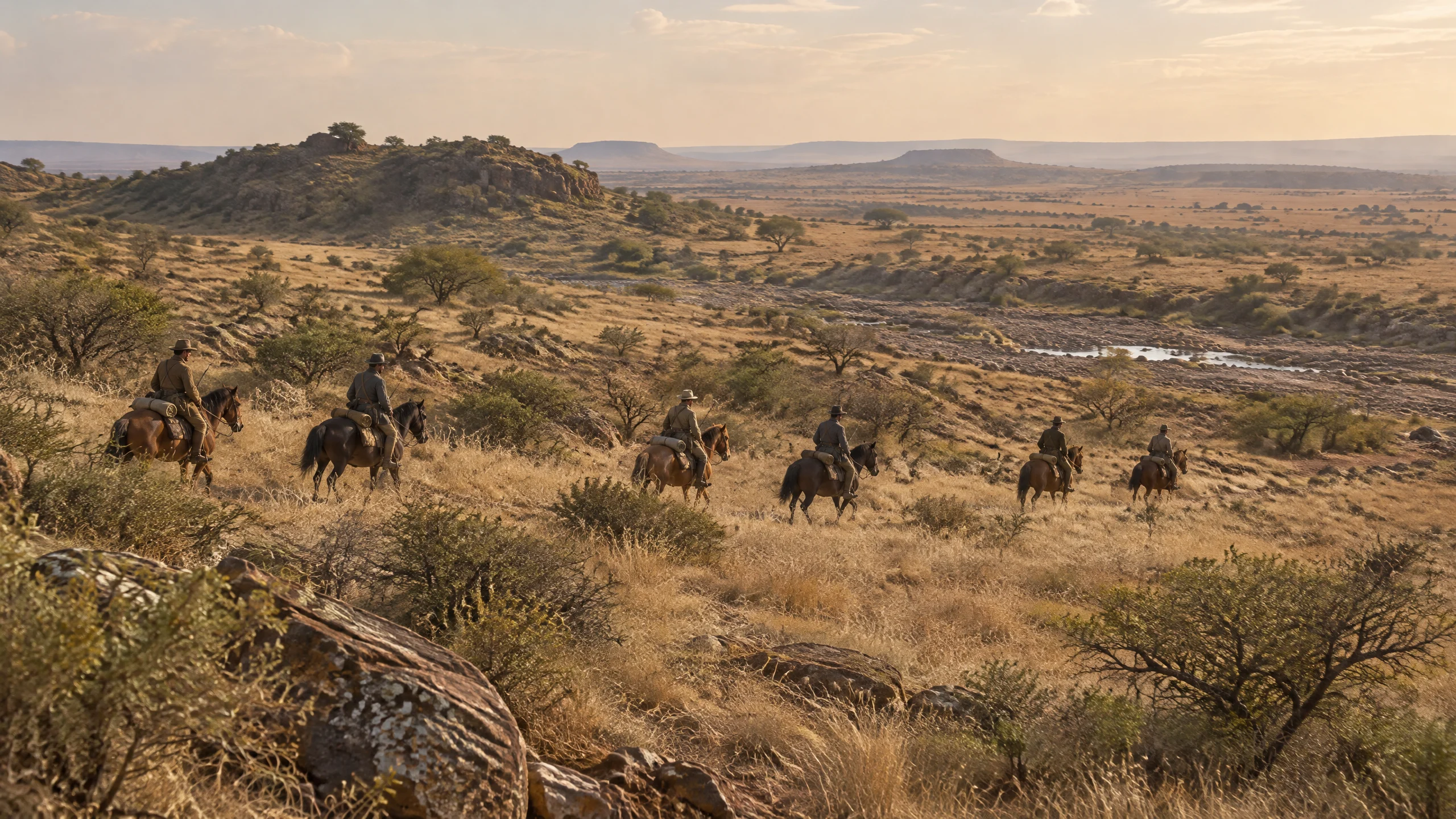 Basotho Pony under saddle on a rocky mountain trail